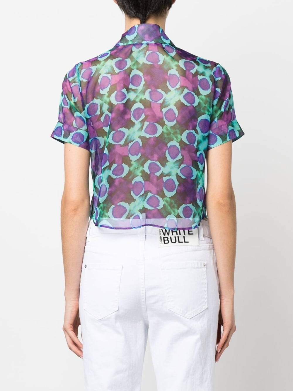 abstract flower-print short-sleeve shirt - 4