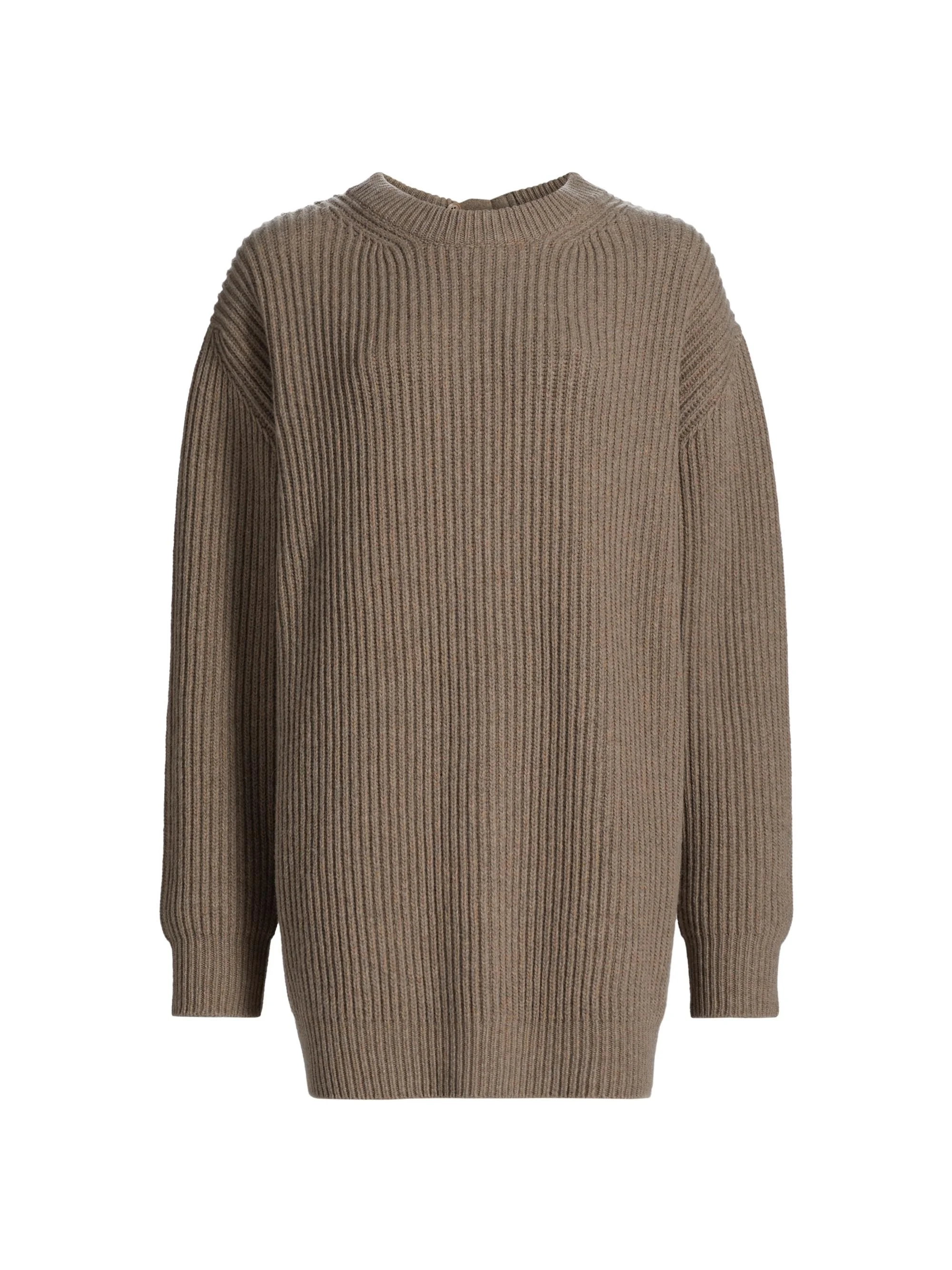 Women's Crewneck Wool-Blend Mini-Sweaterdress - Beige - 1