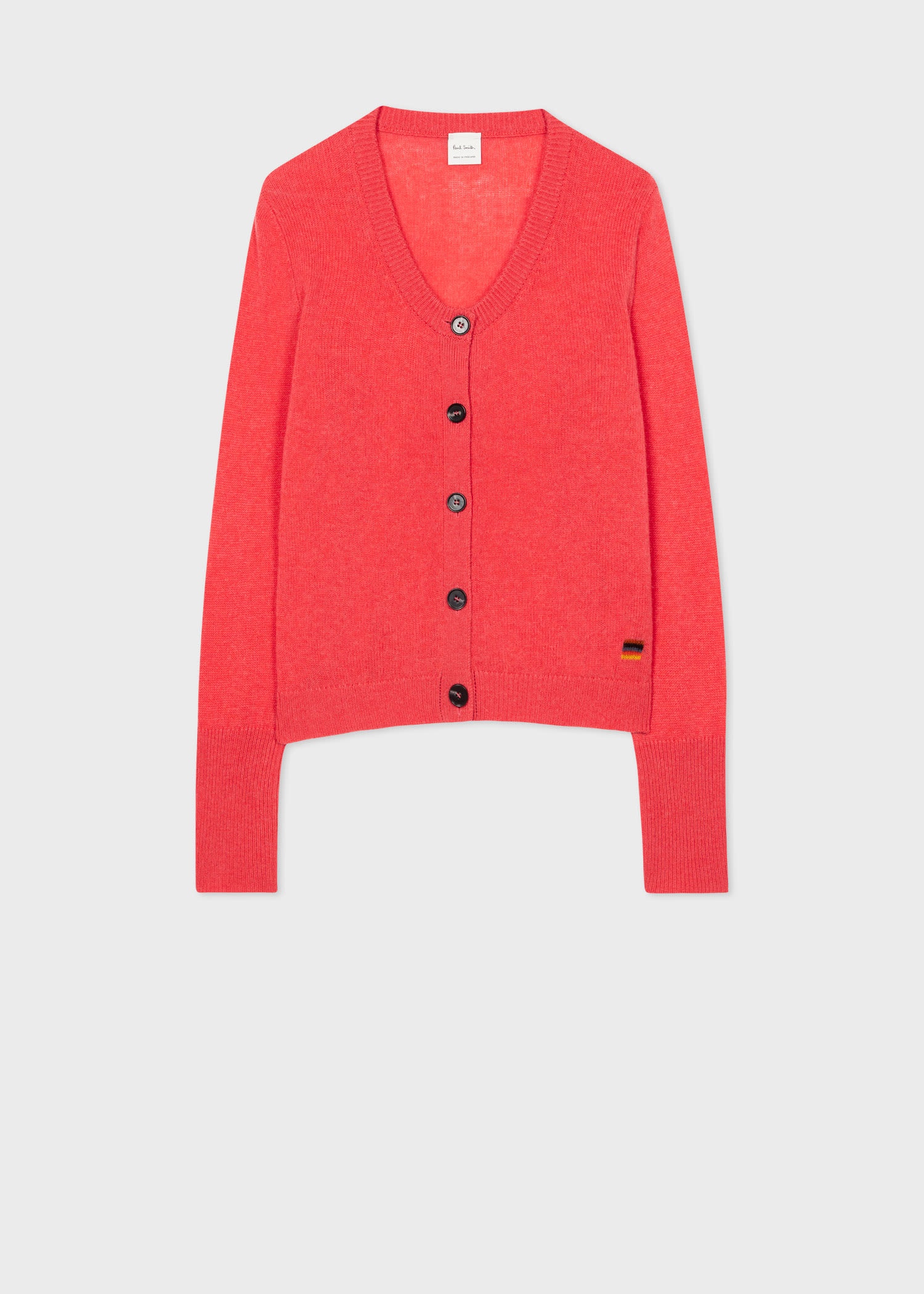 Coral Cashmere Button Through Cardigan - 1