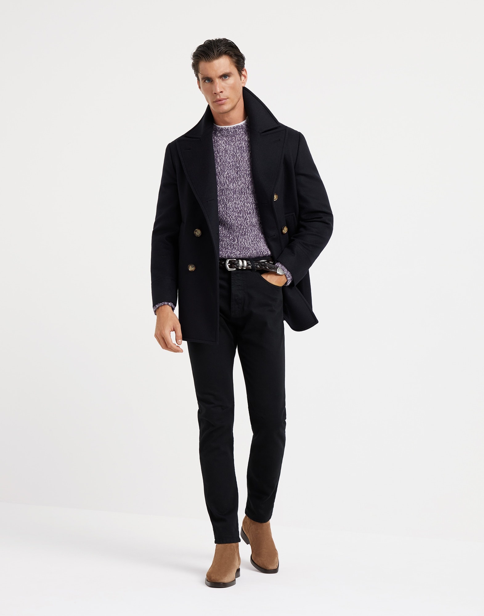 Wool double beaver cloth pea coat - 5