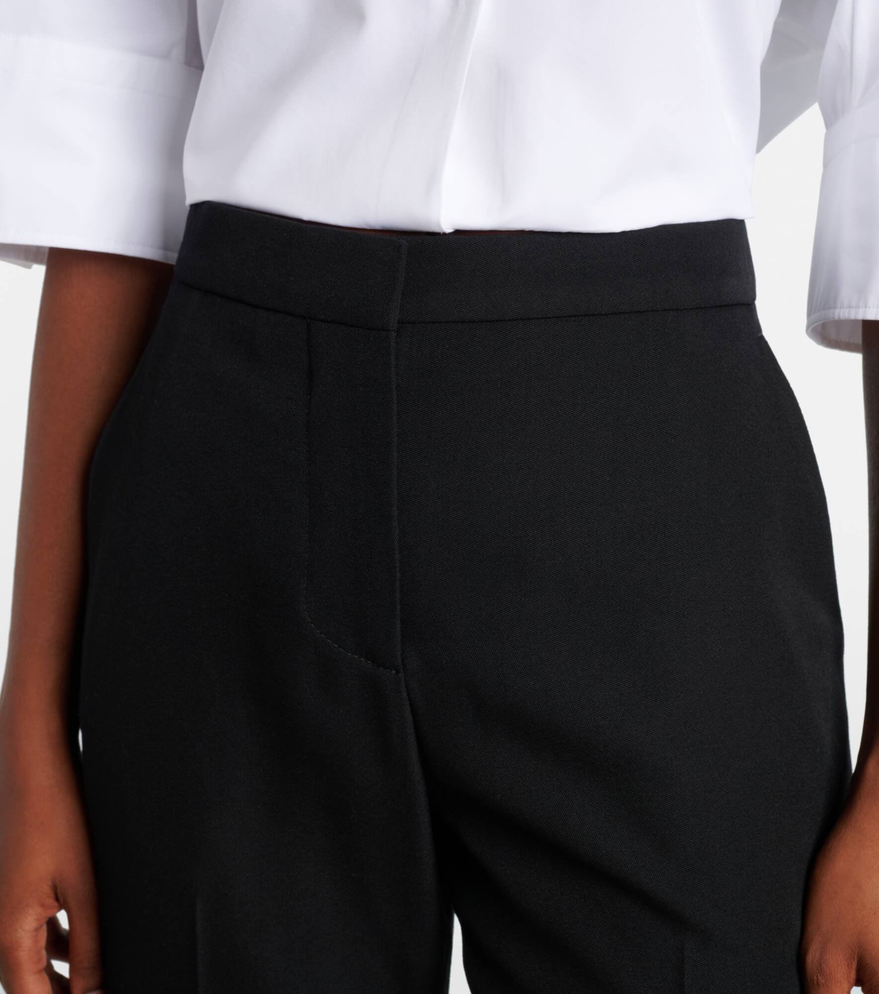 Mid-rise wool flared pants - 4