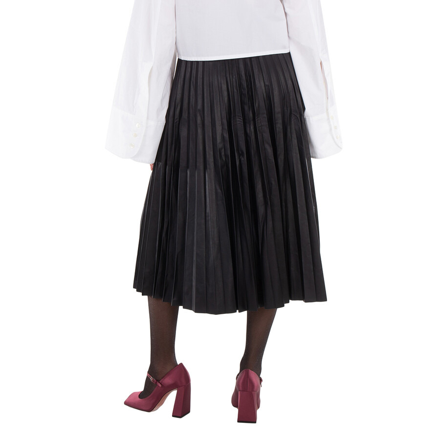 MM6 Black Pleated Midi Skirt - 3