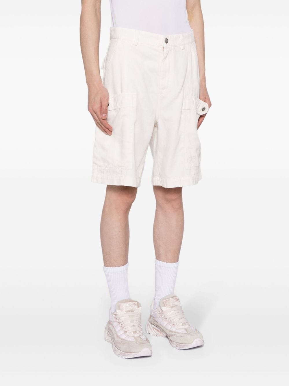 lyocell-cotton blend cargo shorts - 3