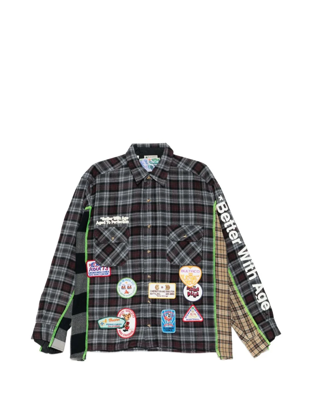 patch-detail checked shirt - 1