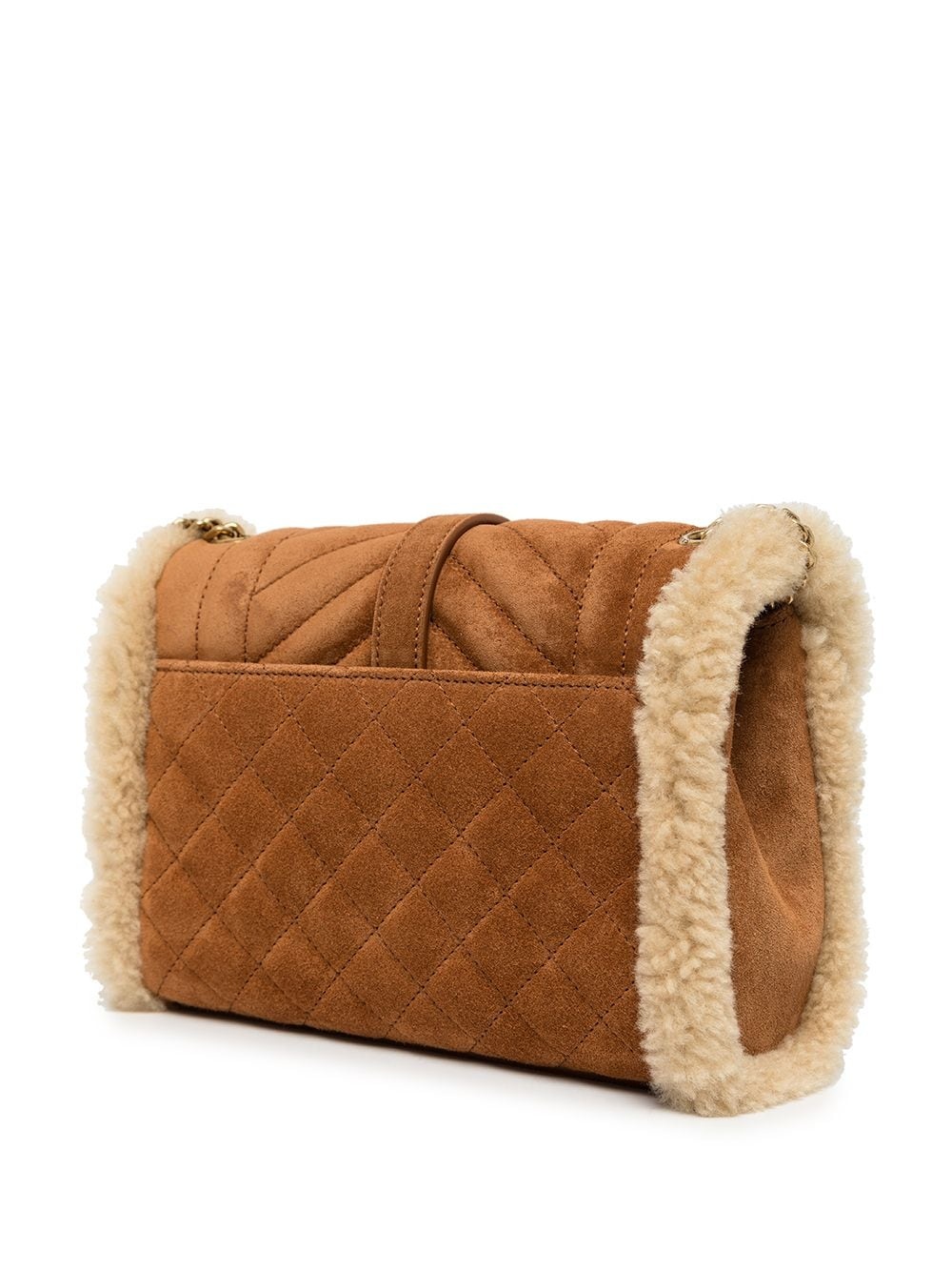 Envelope shearling-trimmed shoulder bag - 3