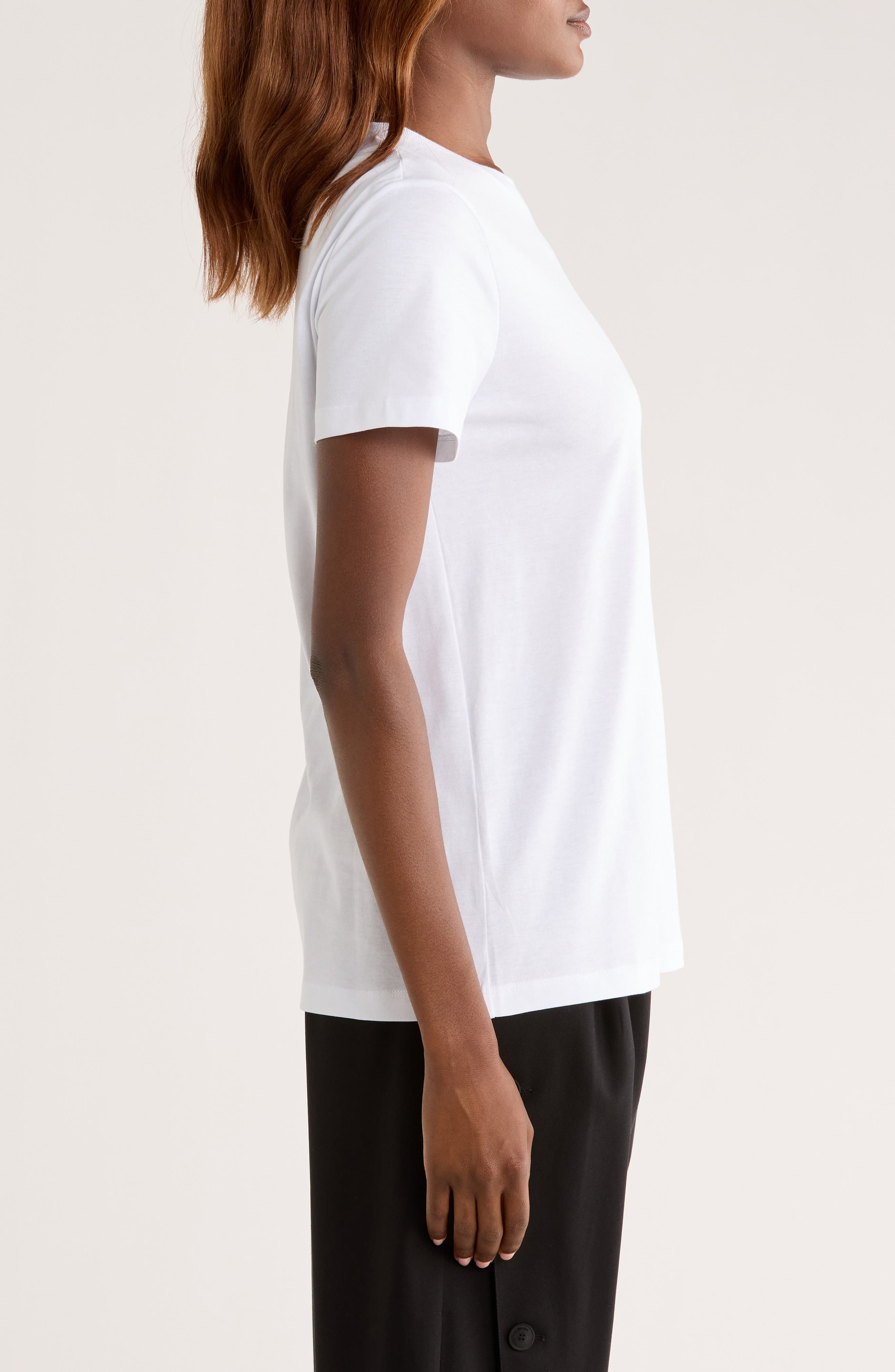 Max Mara Papaia Logo Embroidered Cotton T-Shirt in Optical White at Nordstrom - 3
