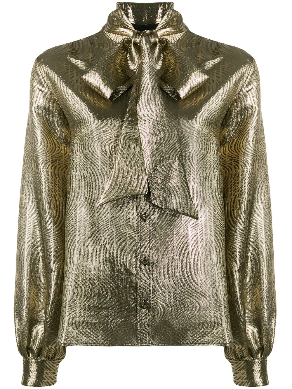 metallic pussy-bow blouse - 1