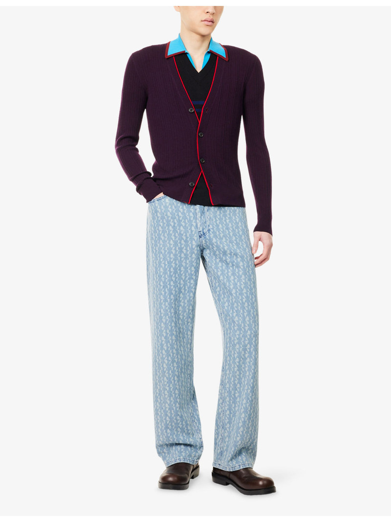 Dries Van Noten Mocassin Rib-Knit Merino Wool Cardigan outlook