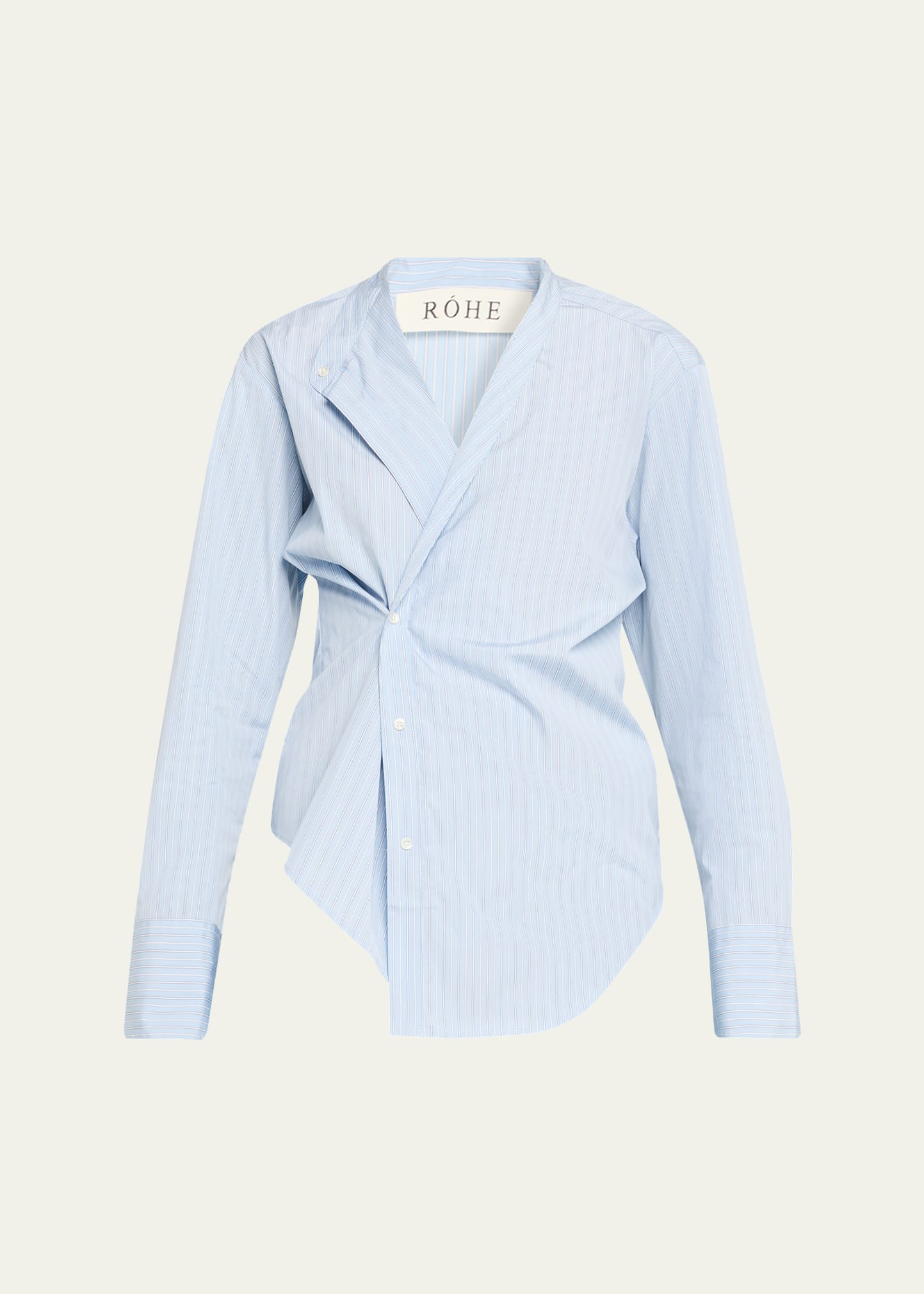 Stripe Long-Sleeve Overlap Shirt - 1
