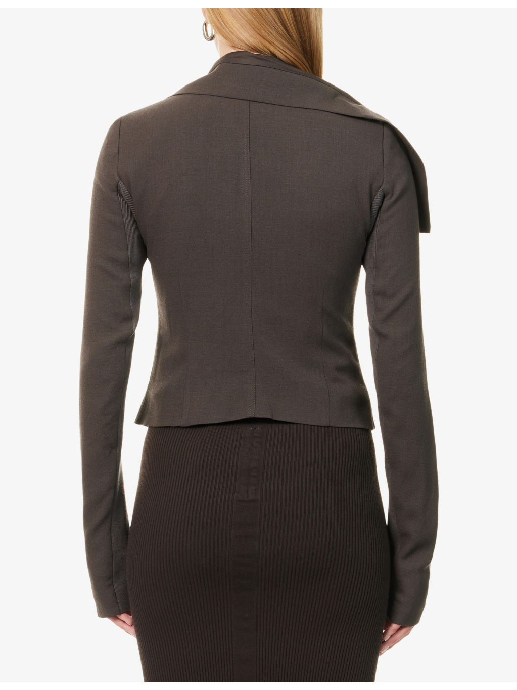 Classic Biker Cropped Wool Jacket - 4