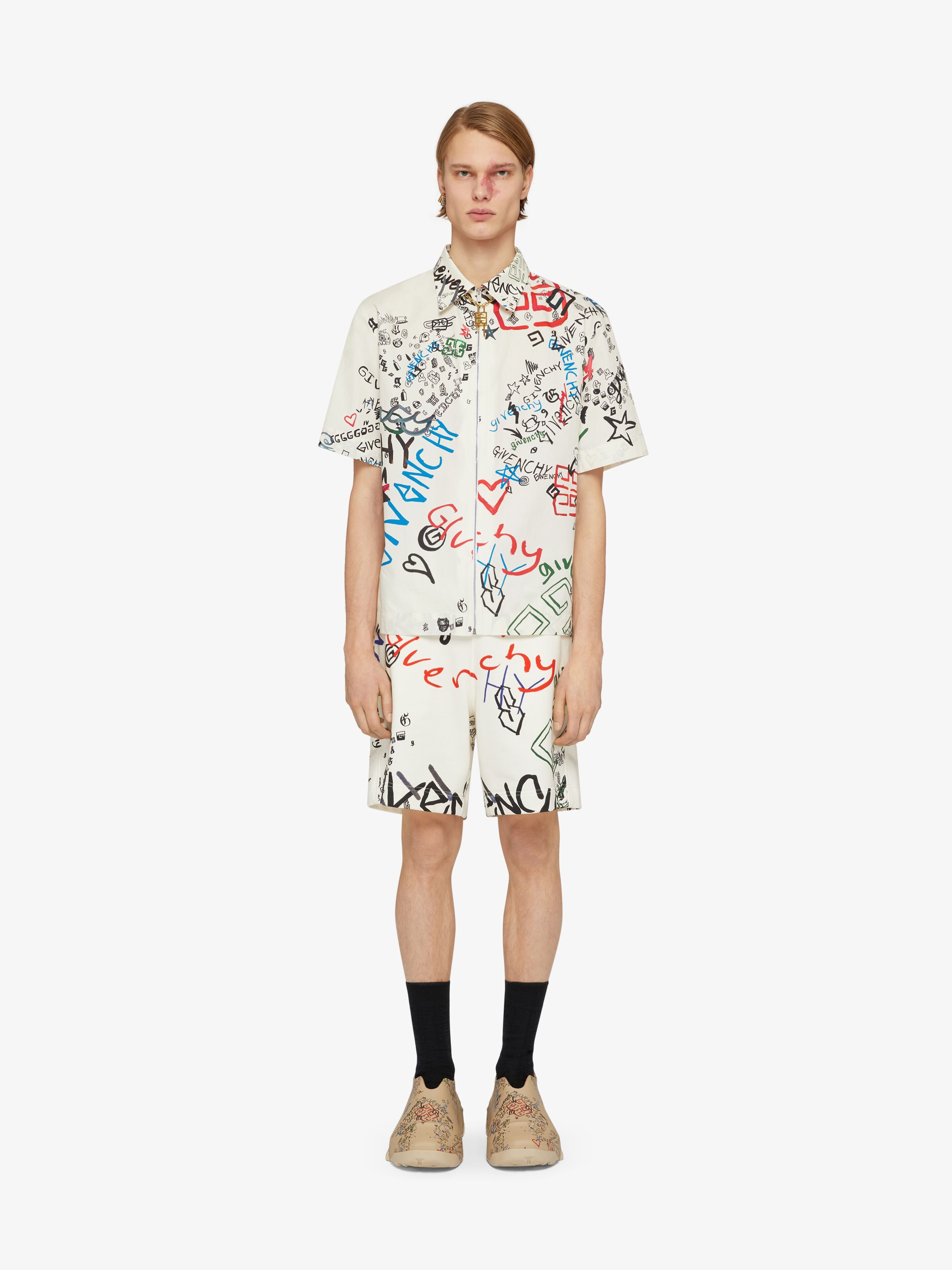ZIPPERED SHIRT IN PRINTED POPLIN - 2