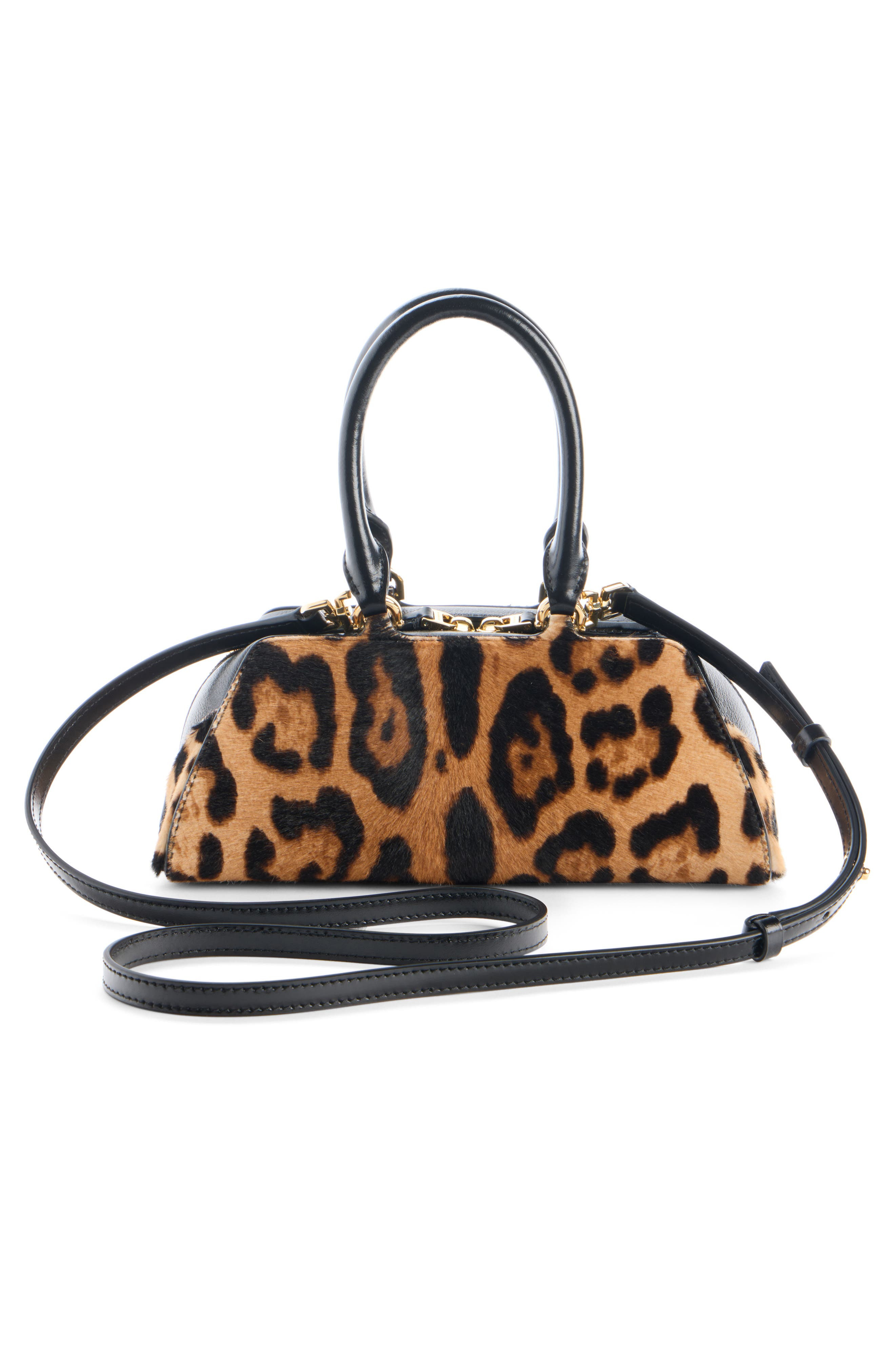 Givenchy Mini Antigona Genuine Calf Hair East/West Satchel in Black/Beige at Nordstrom - 3