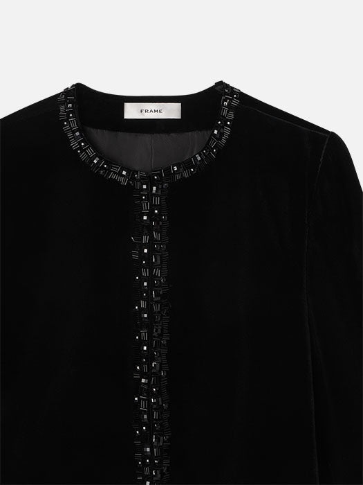 Embellished Velvet Jacket in Black - 4
