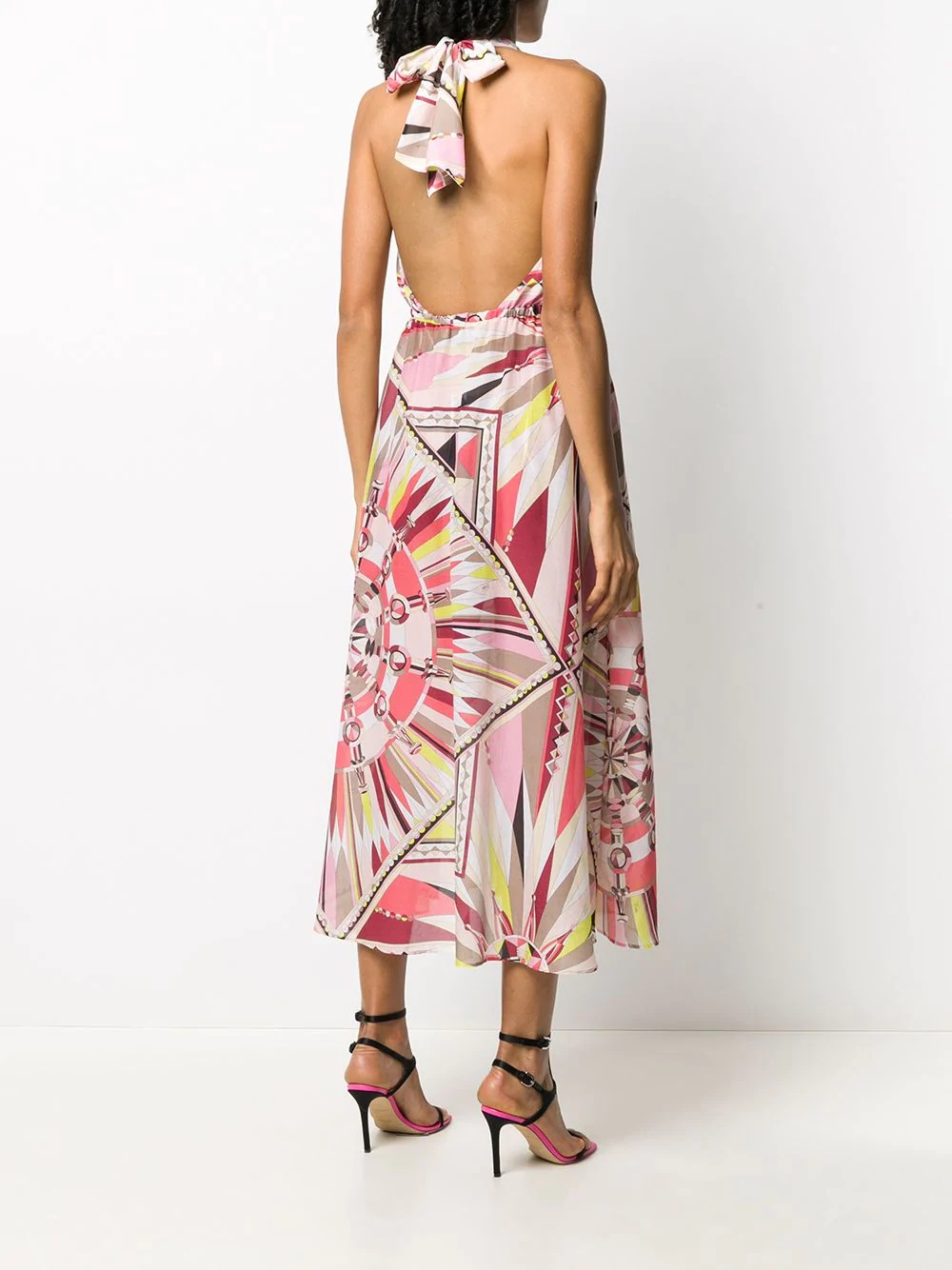 geometric print halter dress - 4