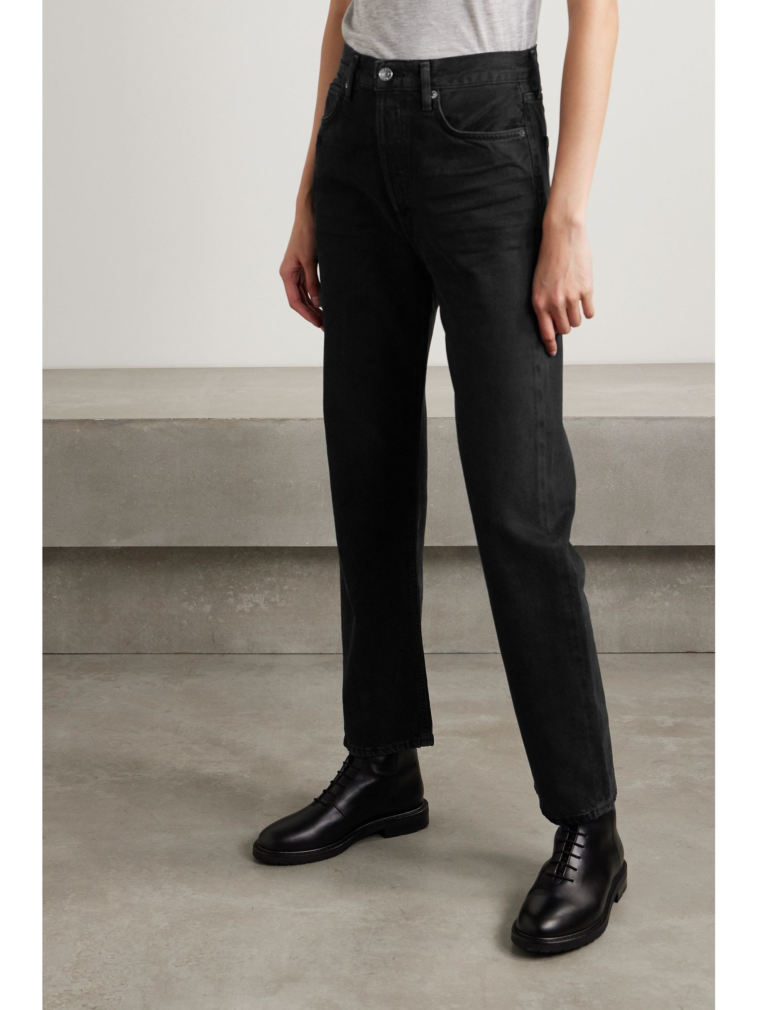 '90s Pinch Waist high-rise straight-leg recycled jeans Black - 3