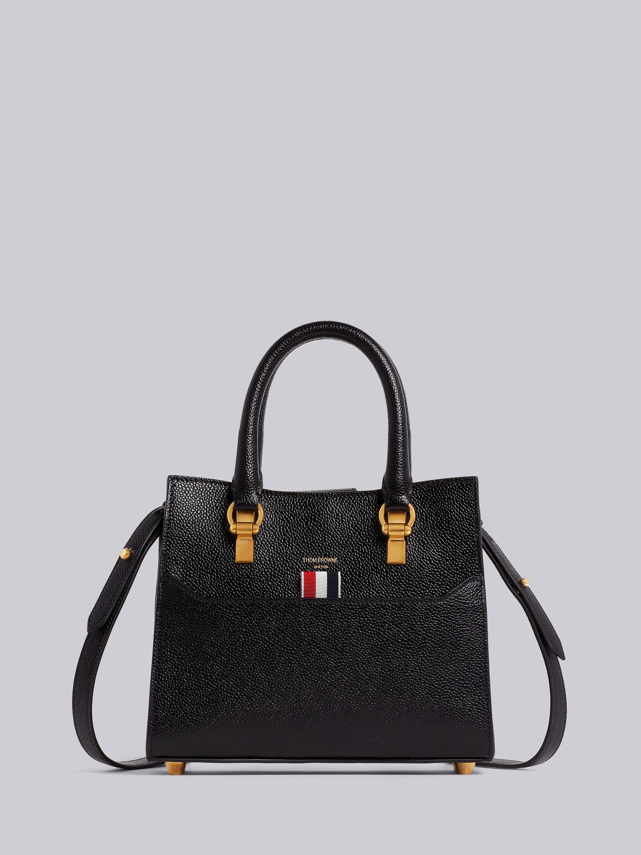 Black Pebbled Calfskin Mini Duet Tote Bag - 1