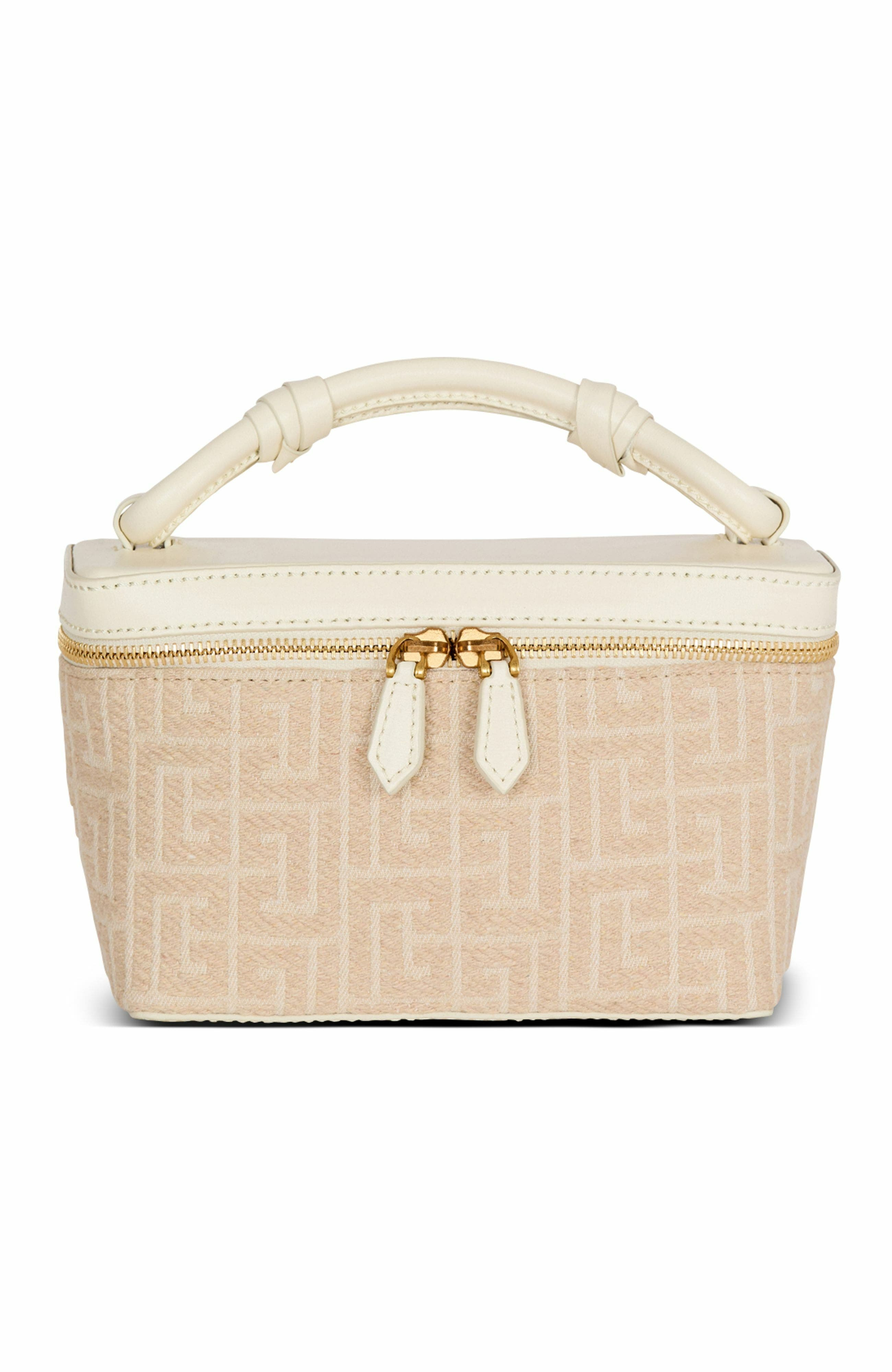 Balmain B-Army Vanity Case in monogrammed canvas and calfskin in Beige at Nordstrom - 1