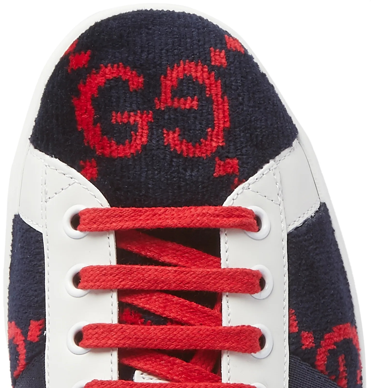 Ace Leather-Trimmed Logo-Print Terry Sneakers - 7