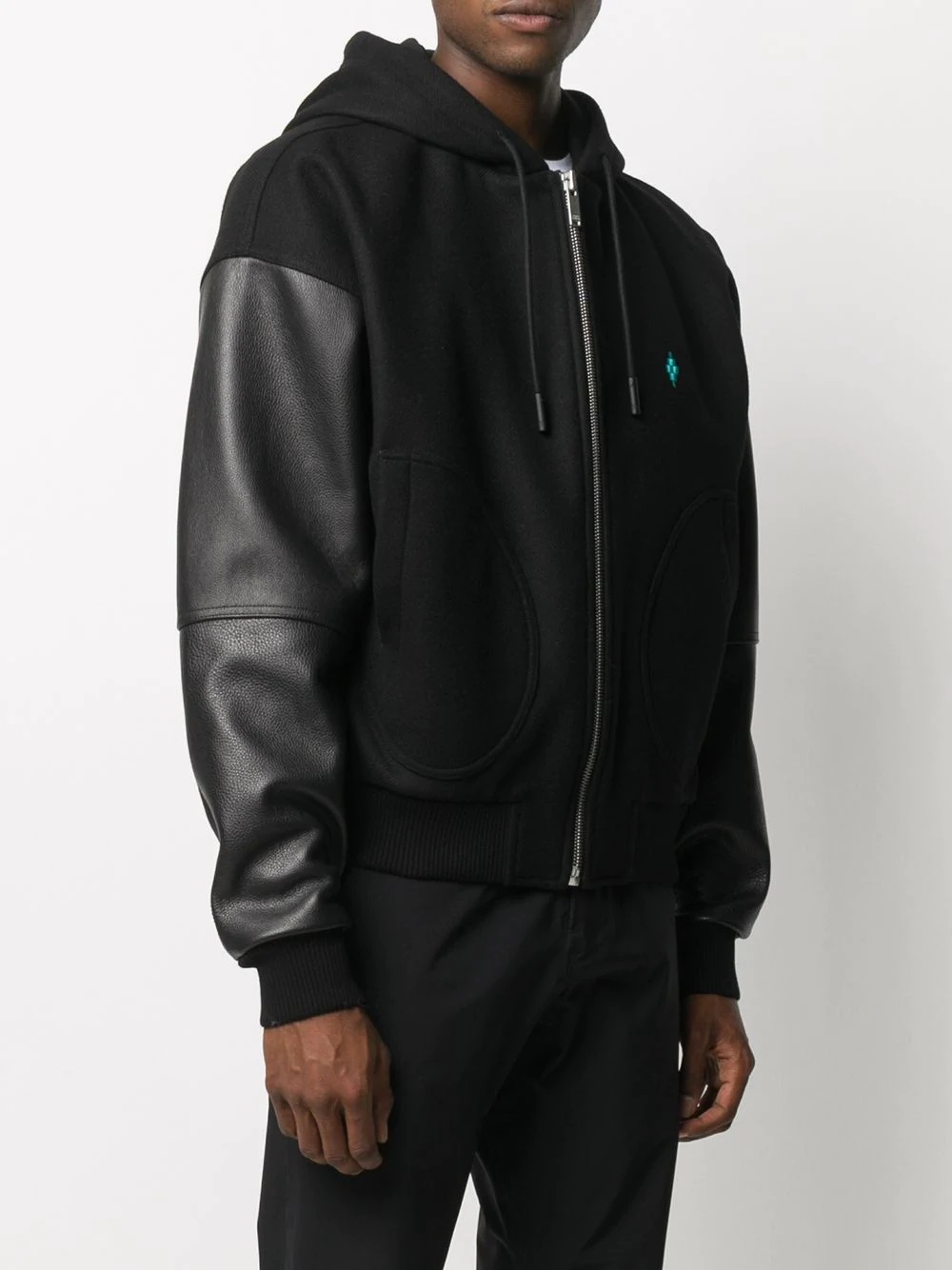 panelled zip-up hoodie - 3