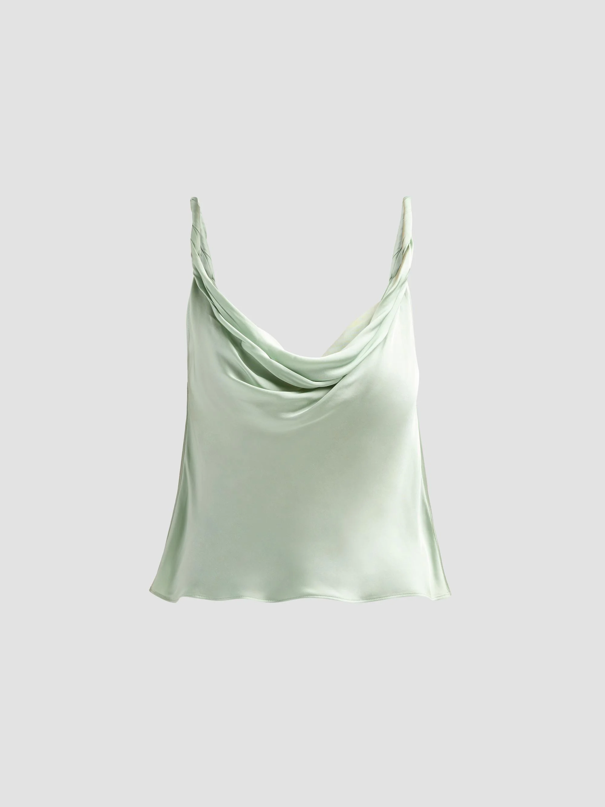 Women's Monique Cowlneck Satin Tank - Green Lily - 1