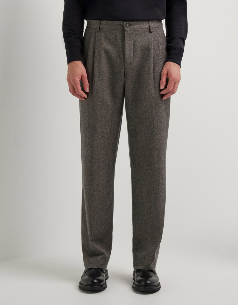 TAUPE FLANNEL IMPECCABILE WOOL CHINOS WITH TWO DARTS 3