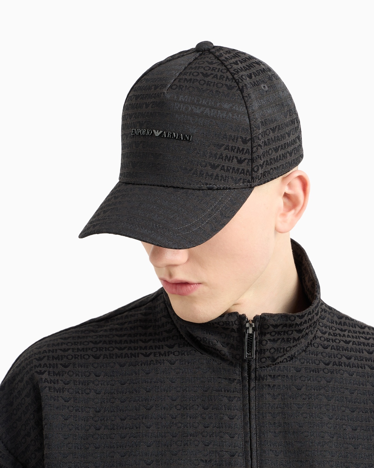 JACQUARD NYLON BASEBALL CAP WITH ALL-OVER LOGO LETTERING - 3