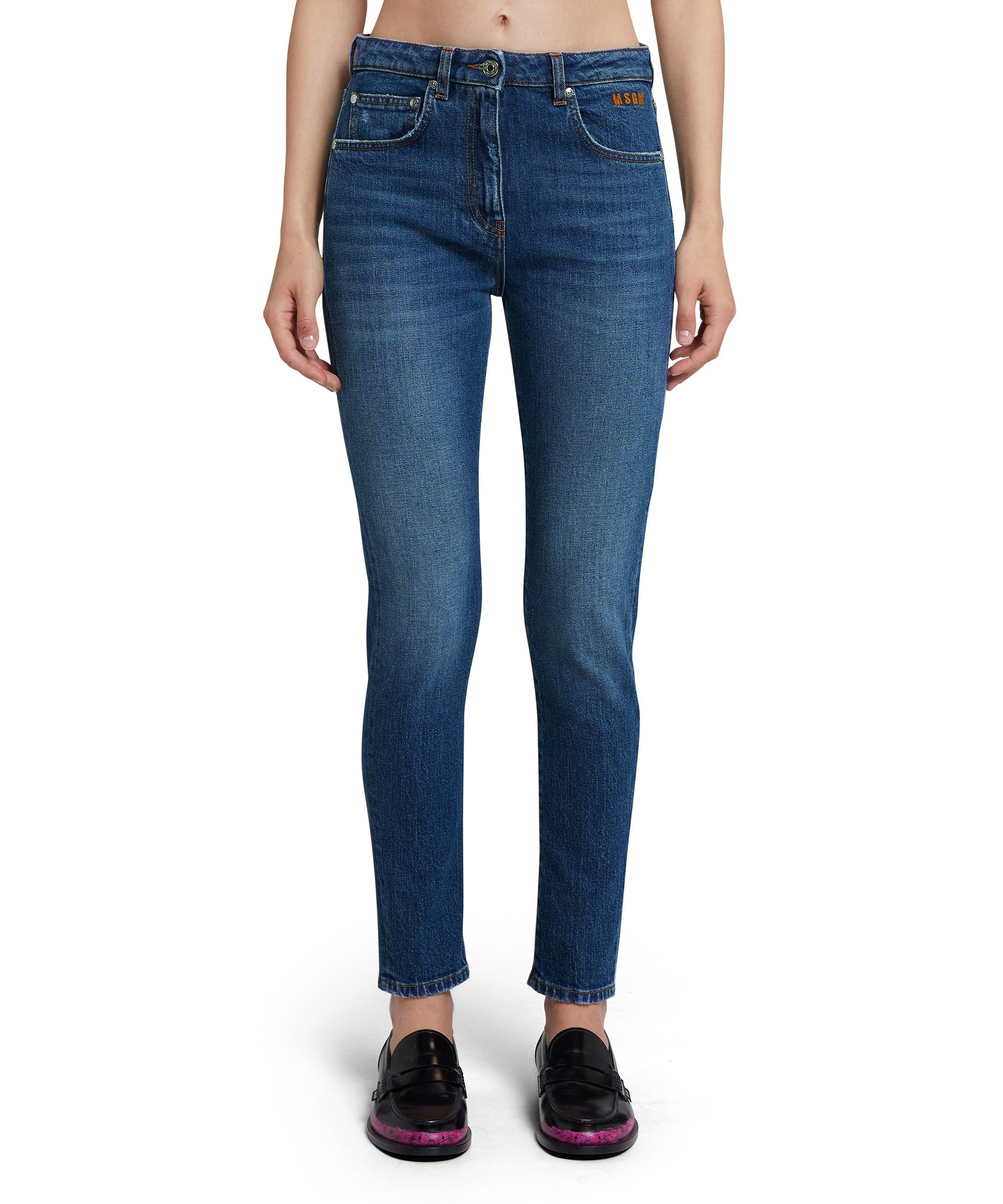 Blue denim elasticized skinny pants - 2