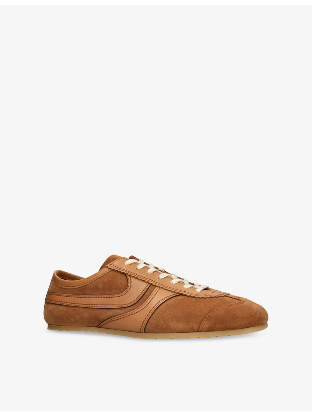 Stripe-Embroidered Suede and Leather Low-Top Trainers - 3