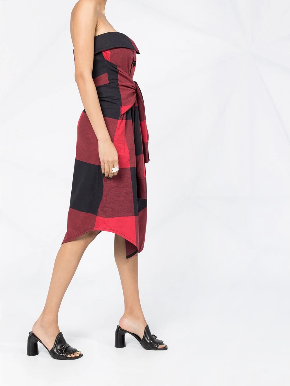 plaid strapless dress - 4