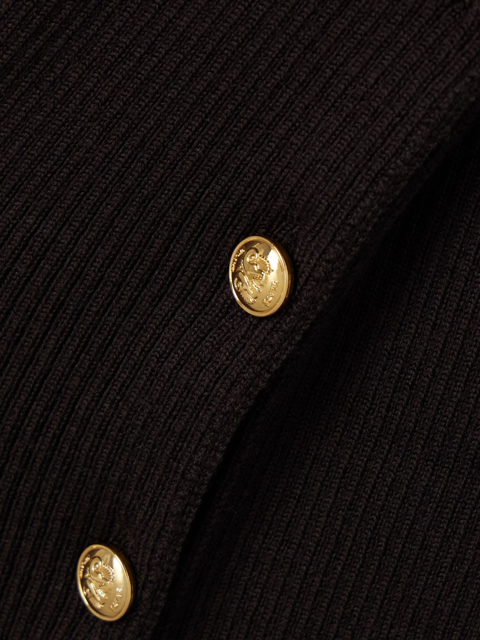 Love Bug button-embellished ribbed merino wool midi dress Dark brown - 4