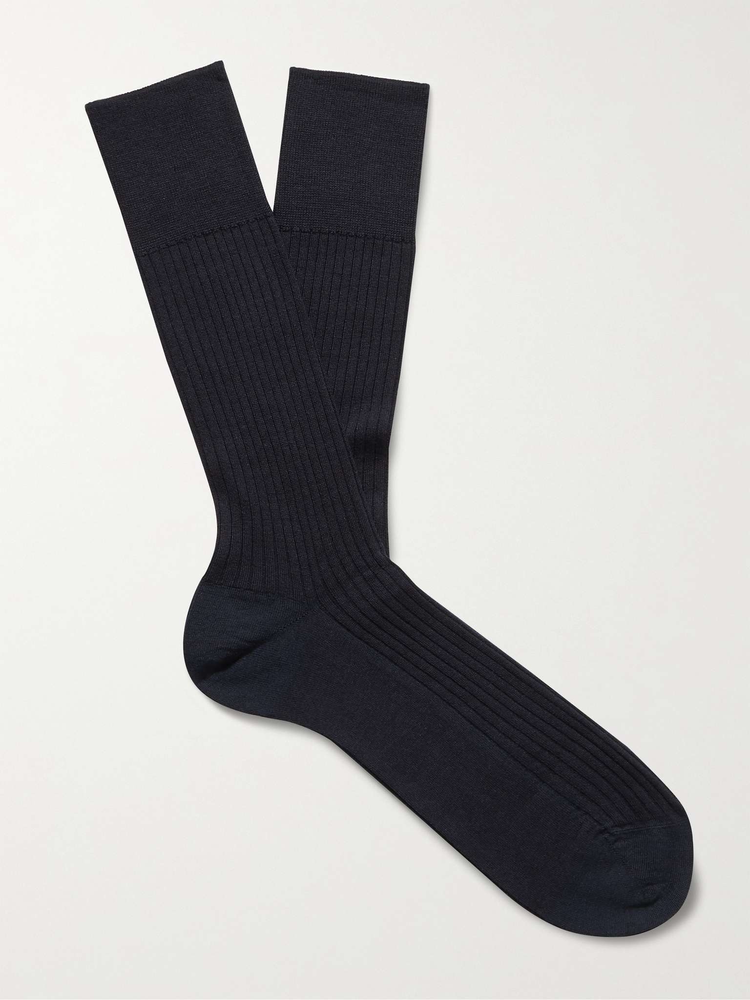 No 7 Ribbed Merino Wool-Blend Socks - 1