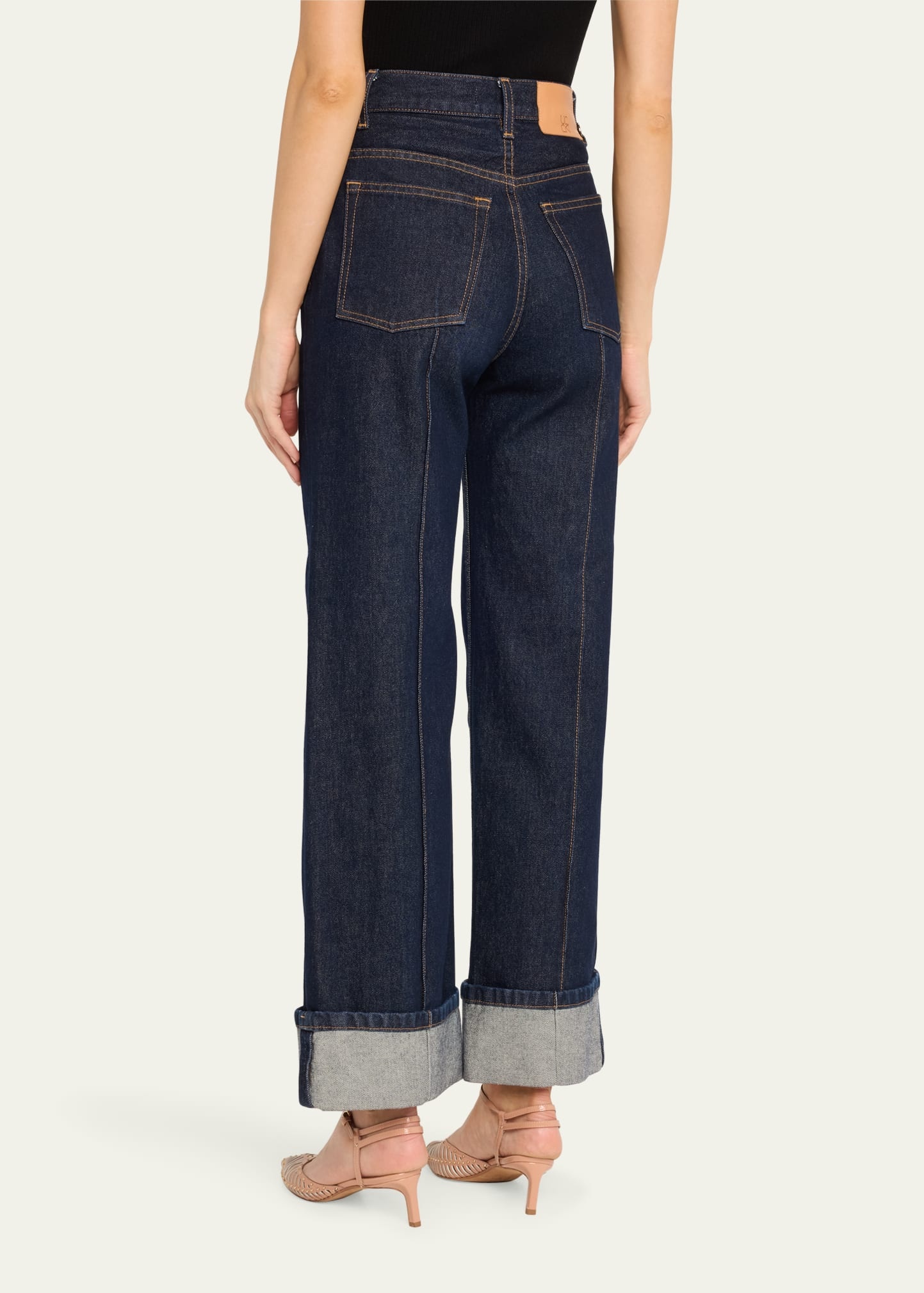 The Genevieve Topstitched Wide-Leg Denim Jeans - 3