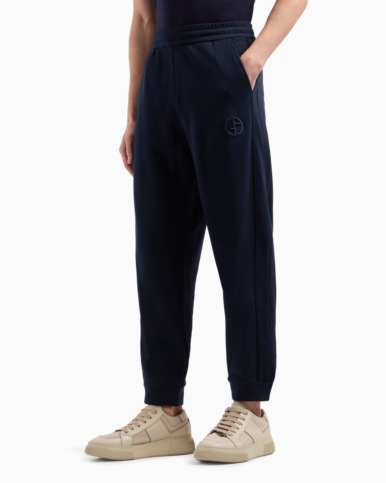 COTTON-JERSEY FLEECE AND CASHMERE JOGGERS - 2