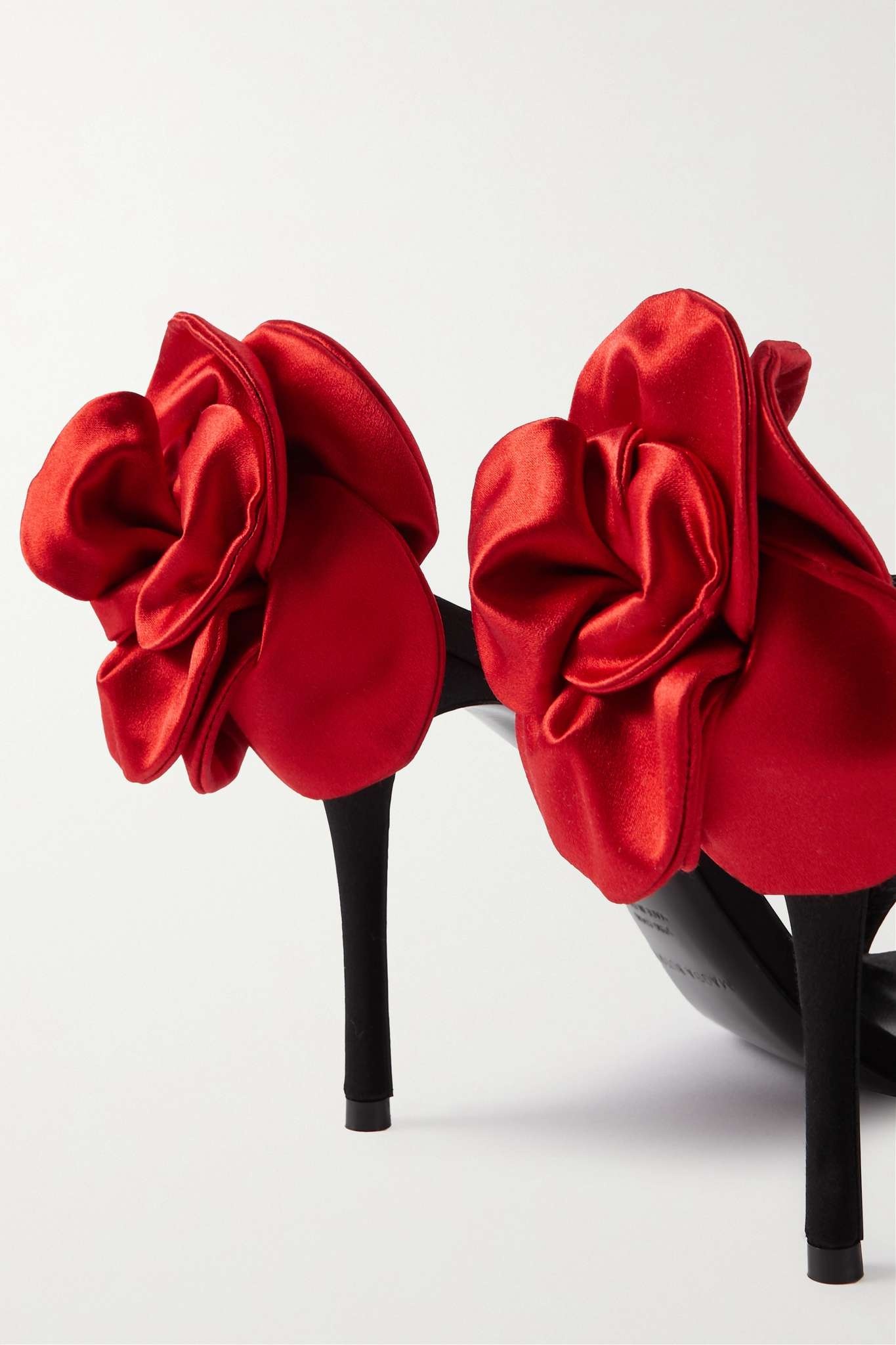 Appliquéd lace-up satin sandals - 4