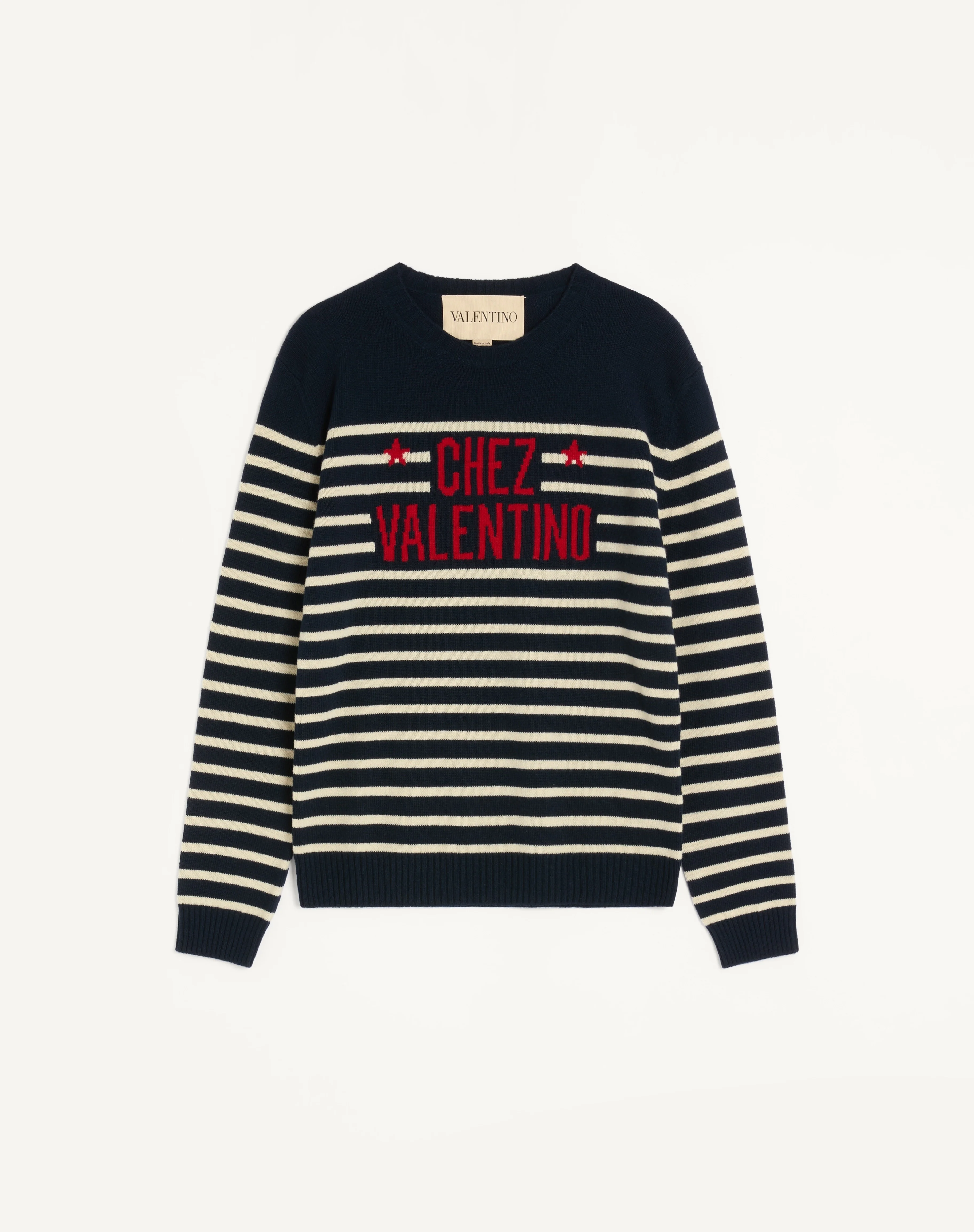 WOOL SWEATER WITH CHEZ VALENTINO JACQUARD MOTIF - 1