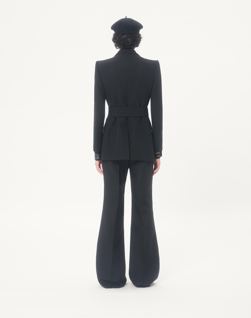 VALENTINO EMBROIDERED BELTED JACKET IN GRAIN DE POUDRE WOOL 6