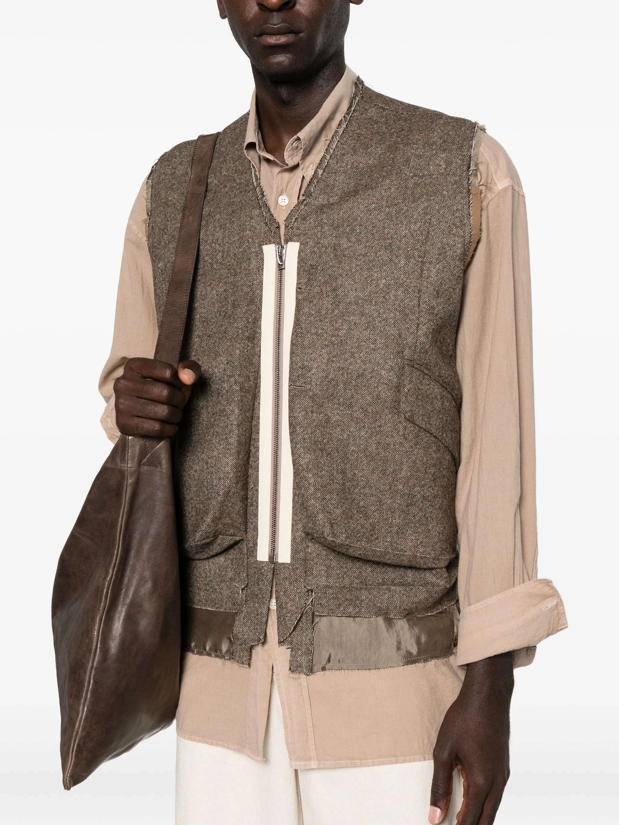 Maison Margiela Pocket-detail Frayed-edge Gilet - 4