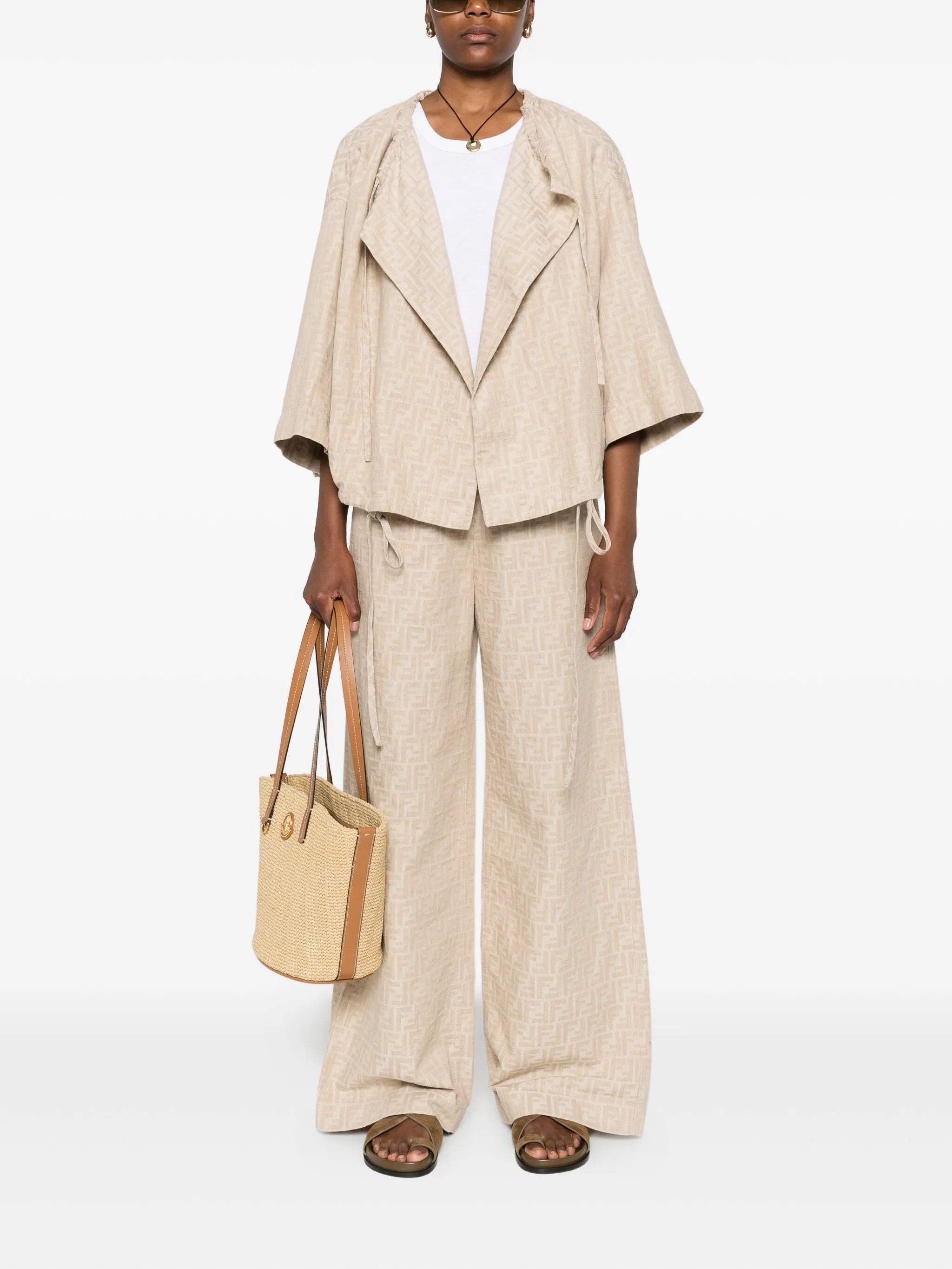 Fendi FF-jacquard Elasticated-waist Trousers - 2