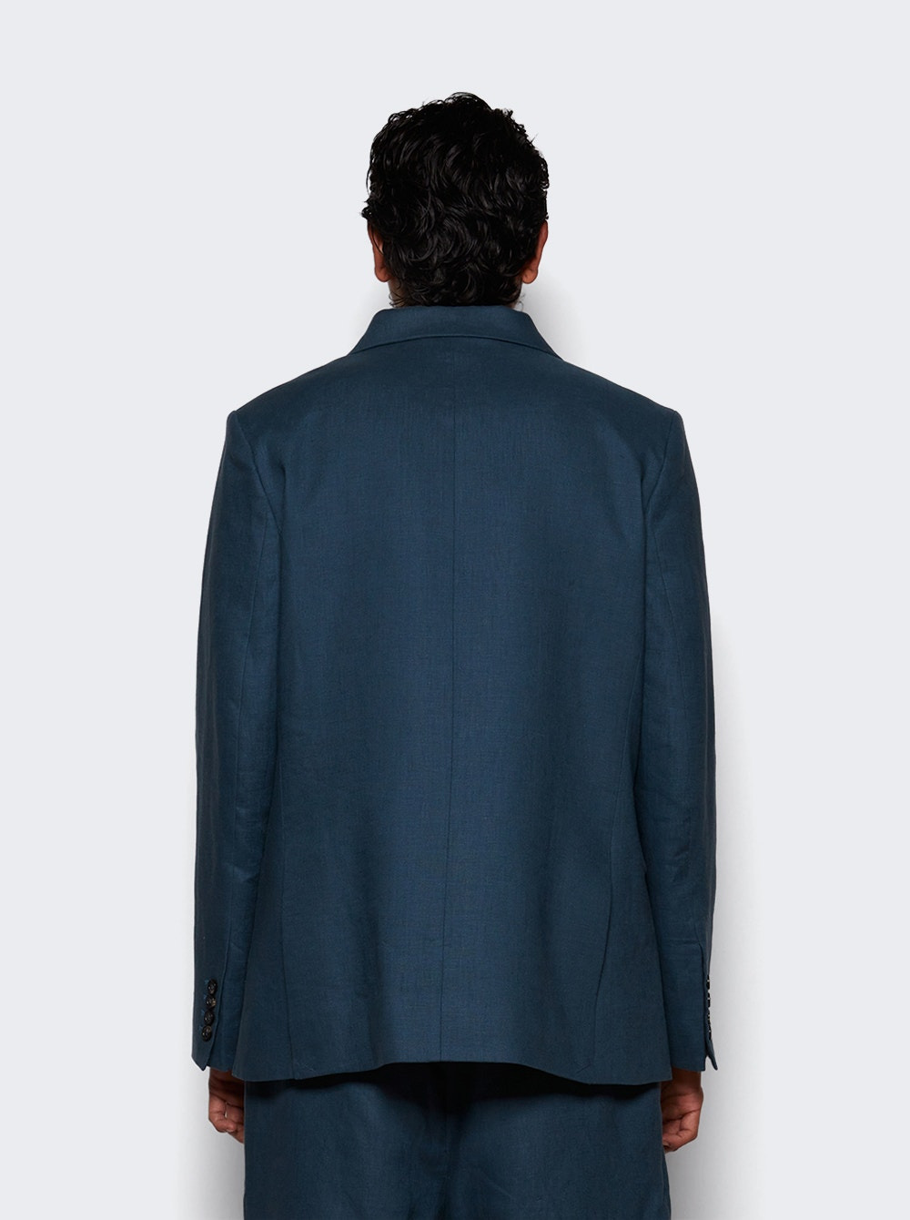 Lightweight Double-breasted Suit Jacket Teal - 4