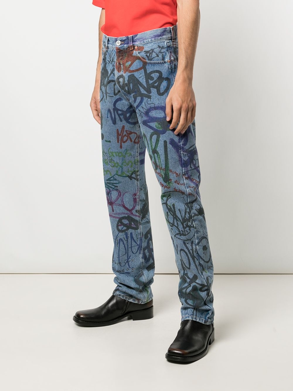 graffiti-print straight-leg jeans - 3