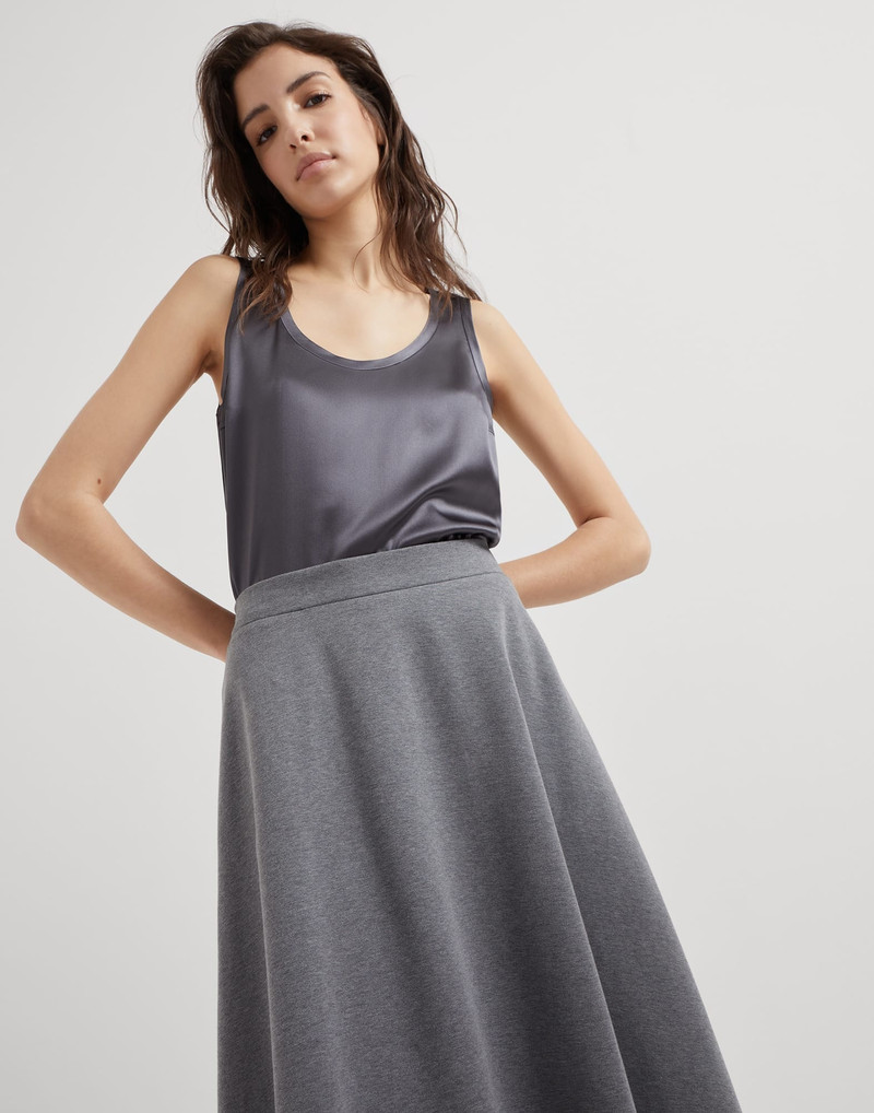Stretch cotton couture interlock midi circle skirt 3