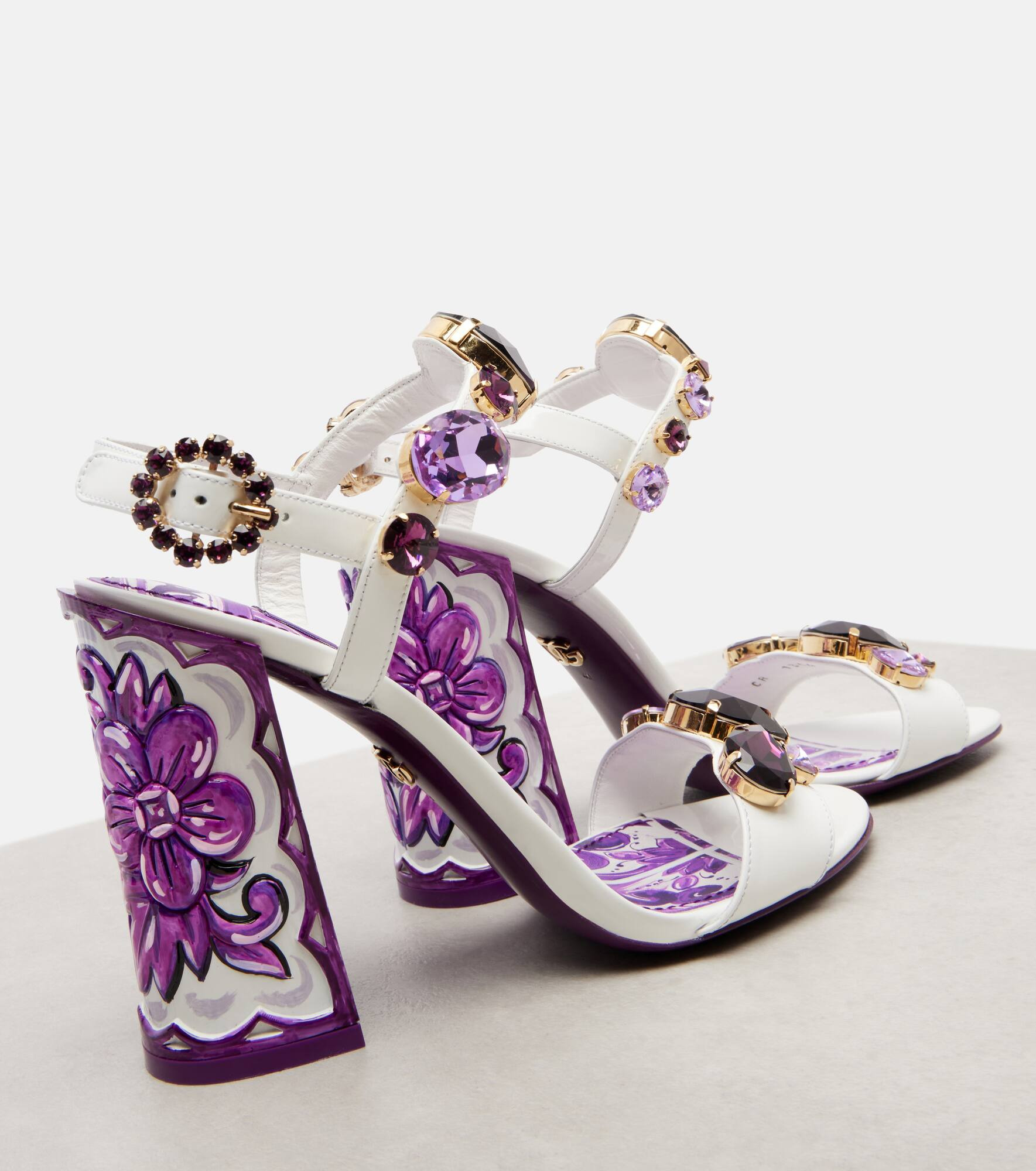Majolica embellished leather sandals - 5