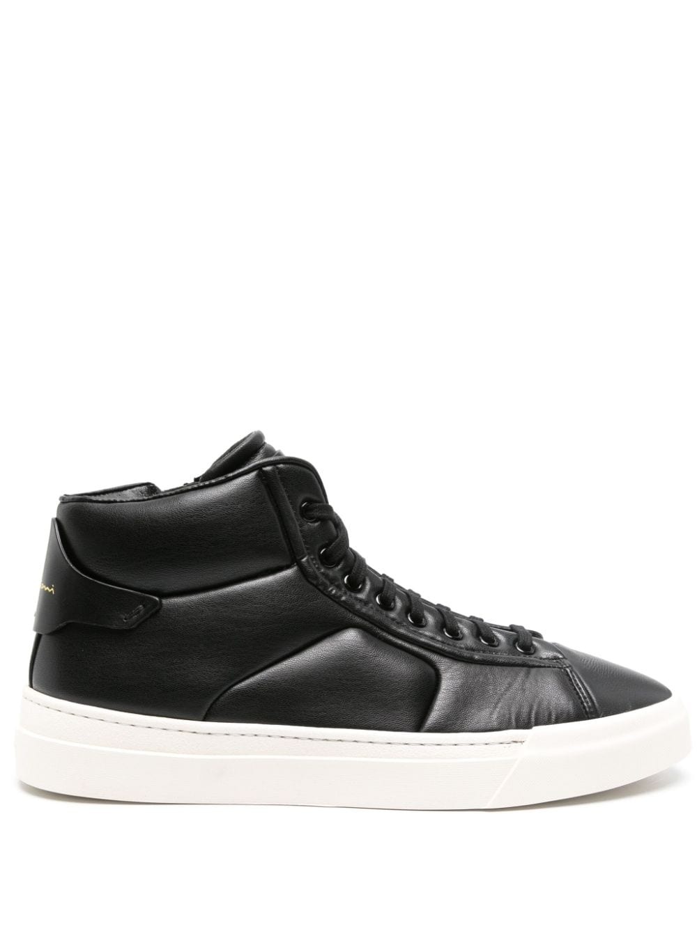 high-top leather sneakers - 1