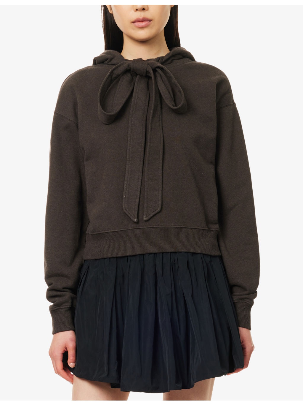 Tied-Bow Logo-Embroidered Cotton-Jersey Hoody - 3