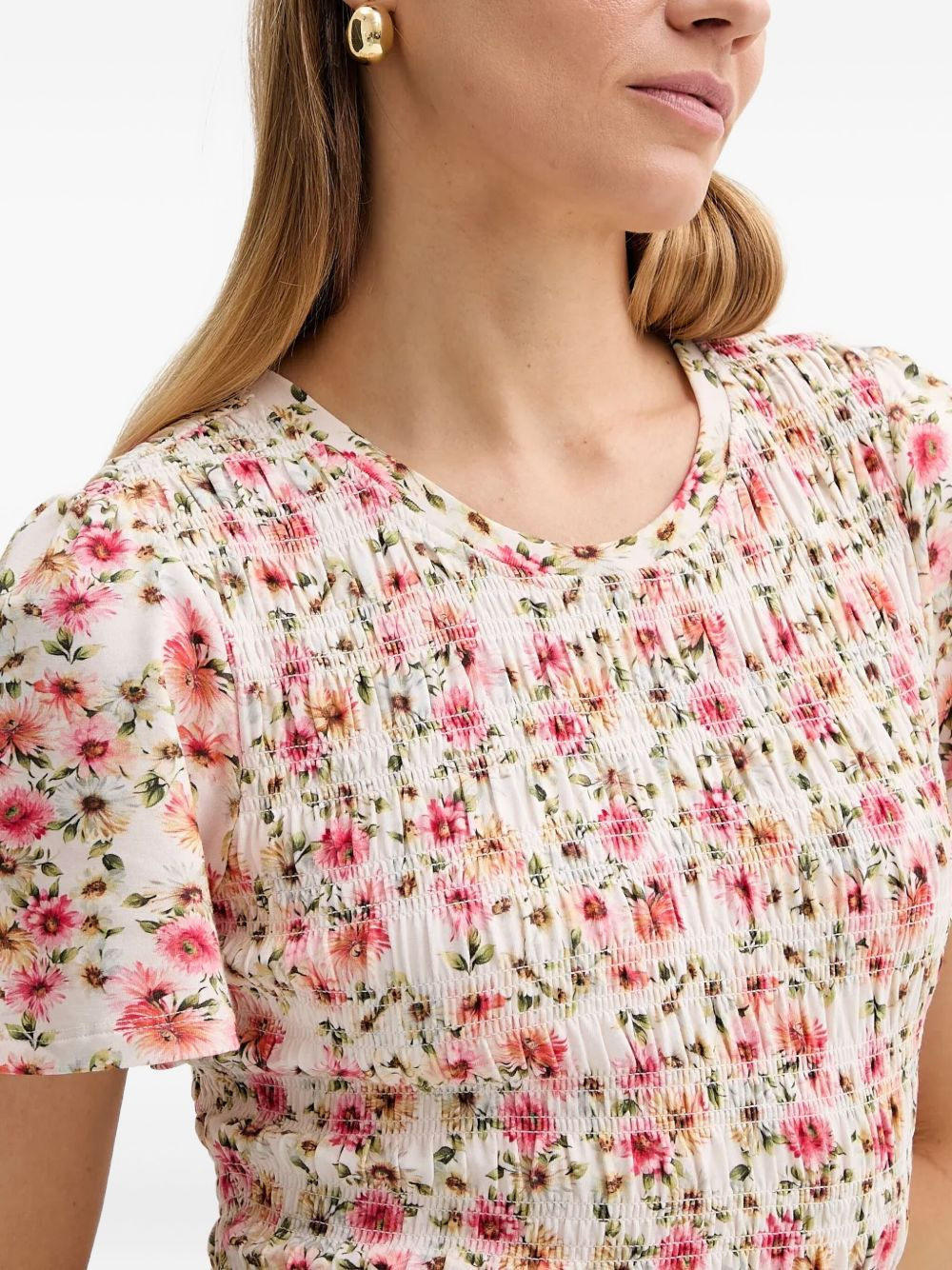 floral smocked midi dress - 5