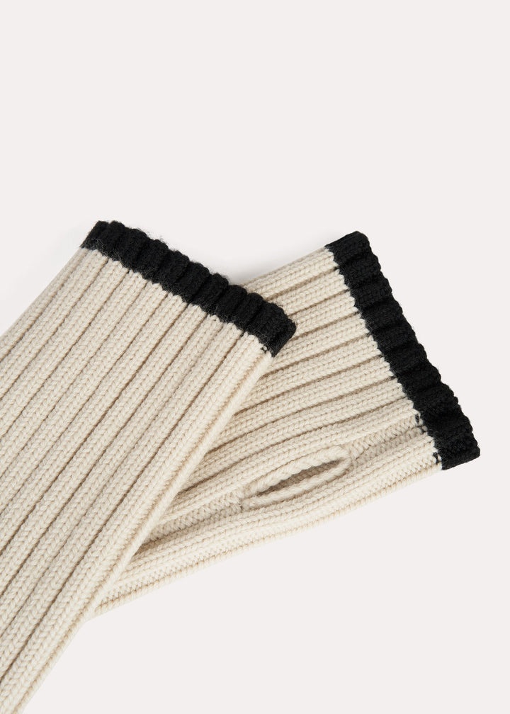 Fingerless wool gloves light sand - 2