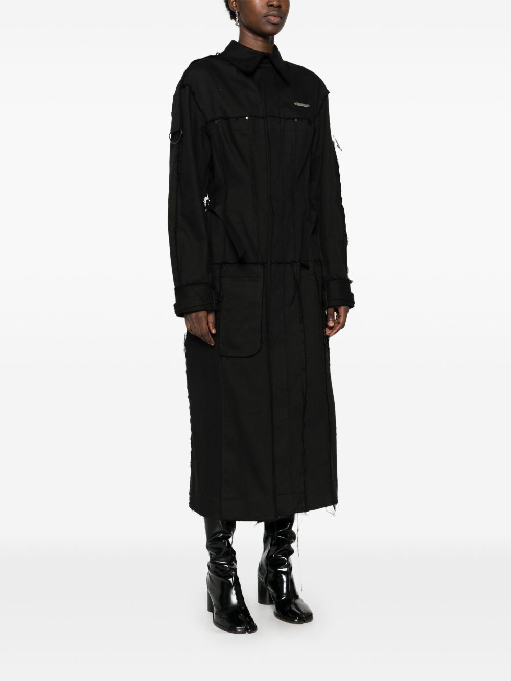 darted denim trench coat - 3