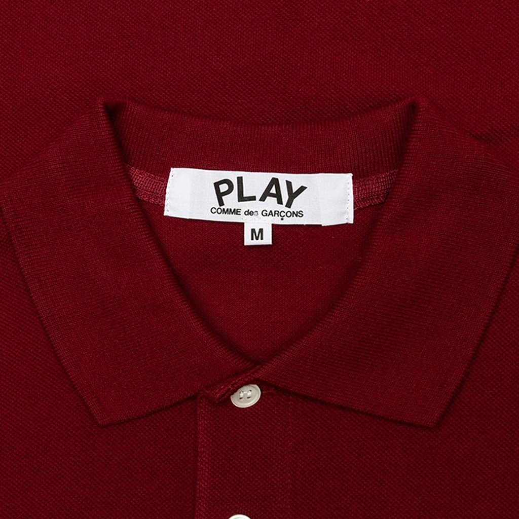 COMME DES GARCONS PLAY WOMEN'S RED HEART POLO SHIRT - BURGUNDY - 3