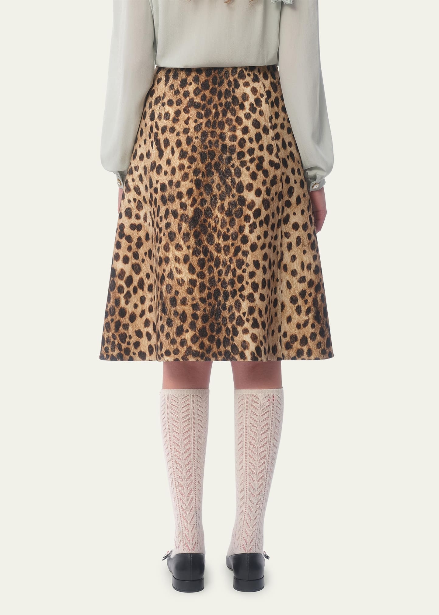 Leopard A-Line Wool Skirt - 3