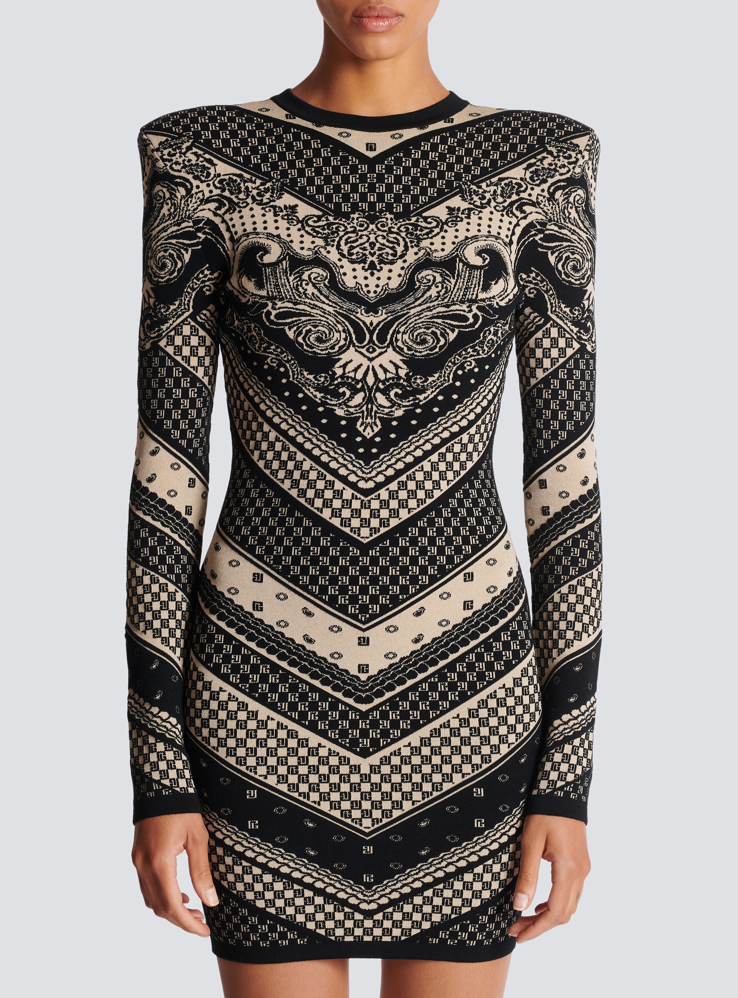 Monogram and paisley knit short dress - 5